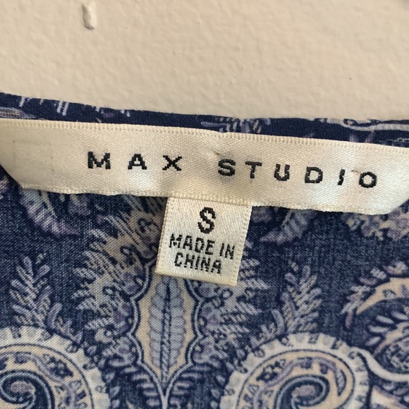 Max Studio Blue Pink White Boho Print Tunic Top - Picture 8 of 10